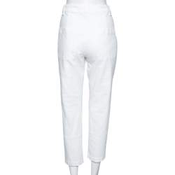Pre Owned Brunello Cucinelli White Cotton Cropped Cargo Pants M
