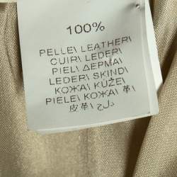 Pre Owned Brunello Cucinelli Beige Leather Drawstring Waist Pants M