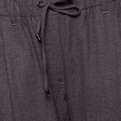 Brunello Cucinelli Charcoal Grey Wool Drawstring Detail Pants M