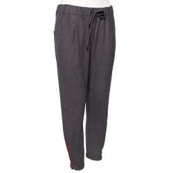 Brunello Cucinelli Charcoal Grey Wool Drawstring Detail Pants M