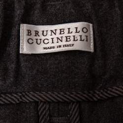 Brunello Cucinelli Charcoal Grey Wool Drawstring Detail Pants M