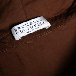 Pre Owned Brunello Cucinelli Brown Cotton Wrap Style Maxi Dress XS