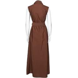 Pre Owned Brunello Cucinelli Brown Cotton Wrap Style Maxi Dress XS