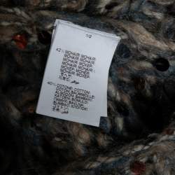 Pre Owned Brunello Cucinelli Blue & Beige Knit Mohair & Sequin Embellished Jumper L