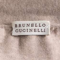 Pre Owned Brunello Cucinelli Beige Cotton Knit Tie Up Cardigan S