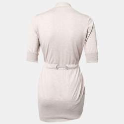 Pre Owned Brunello Cucinelli Beige Cotton Knit Tie Up Cardigan S