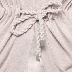 Pre Owned Brunello Cucinelli Beige Cotton Knit Tie Up Cardigan S