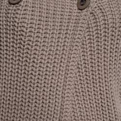 Pre Owned Brunello Cucinelli Brown Chunky Rib Knit High Low Cardigan M