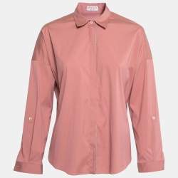 Brunello Cucinelli Blush Pink Cotton Concealed Front Button Shirt S