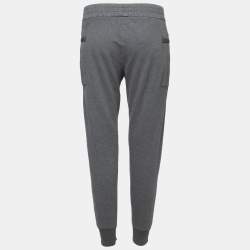 Pre Owned Brunello Cucinelli Grey Cotton Metallic Rib Knit Trimmed Joggers XS