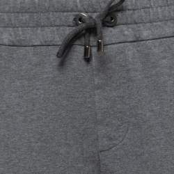 Pre Owned Brunello Cucinelli Grey Cotton Metallic Rib Knit Trimmed Joggers XS