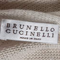 Pre Owned Brunello Cucinelli Off-White Linen Knit Asymmetrical Sweater XL