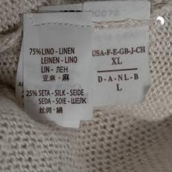 Pre Owned Brunello Cucinelli Off-White Linen Knit Asymmetrical Sweater XL