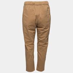 Pre Owned Brunello Cucinelli Brown Cotton Drawstring Waist Trousers S