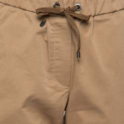 Pre Owned Brunello Cucinelli Brown Cotton Drawstring Waist Trousers S