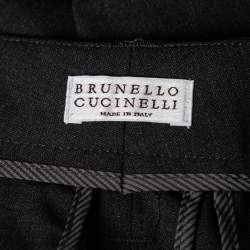 Pre Owned Brunello Cucinelli Charcoal Grey Wool Tapered-Leg Trousers S