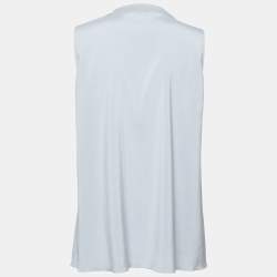 Pre Owned Brunello Cucinelli Grey Silk Beaded Neck Detail Sleeveless Top XL