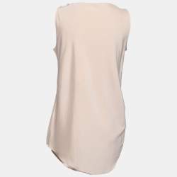 Pre Owned Brunello Cucinelli Cream Silk Draped Sleeveless Top L