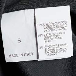 Pre Owned Brunello Cucinelli Dark Grey Crepe Feather Epaulette Detail Maxi Dress S