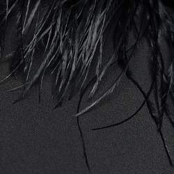 Pre Owned Brunello Cucinelli Dark Grey Crepe Feather Epaulette Detail Maxi Dress S