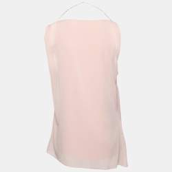 Pre Owned Brunello Cucinelli Light Pink Silk Chiffon Chain Detail Tank Top M