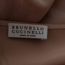 Pre Owned Brunello Cucinelli Light Pink Silk Chiffon Chain Detail Tank Top M