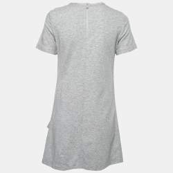 Brunello Cucinelli Grey Stretch-Cotton Layered Ruffle Bottom Dress M   