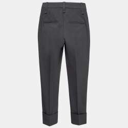 Pre Owned Brunello Cucinelli Grey Cotton Slim-Leg Cropped Trousers S