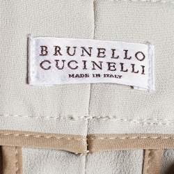 Brunello Cucinelli Pale Grey Crepe Tapered Trousers M Waist 30"