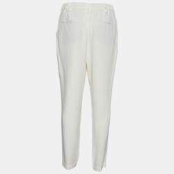 Brunello Cucinelli Ivory Silk Crepe Elasticized Waist Pants M 
