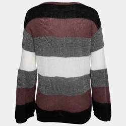 Brunello Cucinelli Multicolor Metallic Striped Pattern Knit Sweater M