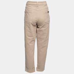 Pre Owned Brunello Cucinelli Beige Cotton Bead Trim Detail Trousers XL