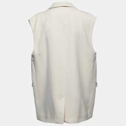 Pre Owned Brunello Cucinelli Cream Canvas Oversized Jacket Vest M