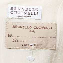 Pre Owned Brunello Cucinelli Cream Canvas Oversized Jacket Vest M