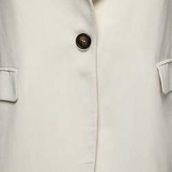 Pre Owned Brunello Cucinelli Cream Canvas Oversized Jacket Vest M