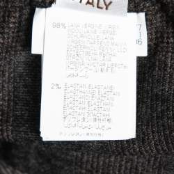 Brunello Cucinelli Charcoal Grey Wool Rib Knit Trimmed Pants S