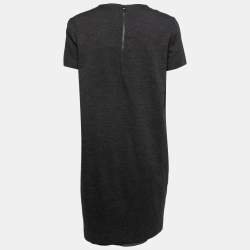 Pre Owned Brunello Cucinelli Grey Mélange Knit T-Shirt Dress L