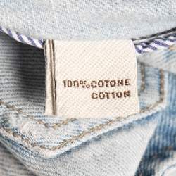 Pre Owned Brunello Cucinelli Light Blue Denim Pleated Cropped Jeans S Waist 28"