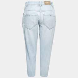 Pre Owned Brunello Cucinelli Light Blue Denim Pleated Cropped Jeans S Waist 28"