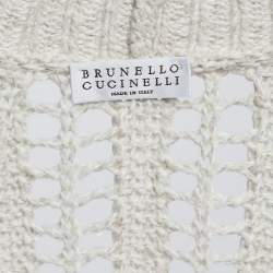 Pre Owned Brunello Cucinelli White & Cotton Knit Cardigan S