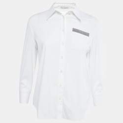Brunello Cucinelli White Cotton Long Sleeve Button Down Shirt M