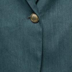 Brunello Cucinelli Green Cotton & Linen Shawl Collar Blazer M
