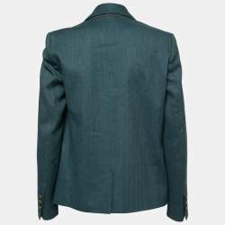 Brunello Cucinelli Green Cotton & Linen Shawl Collar Blazer M