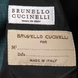 Brunello Cucinelli Green Cotton & Linen Shawl Collar Blazer M