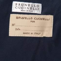 Pre Owned Brunello Cucinelli Charcoal Grey Striped Linen-Blend Blazer S