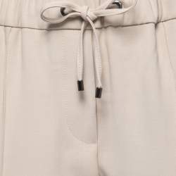 Brunello Cucinelli Beige Wool-Blend Stripe Detail Jogger Pants S