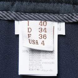 Brunello Cucinelli Navy Blue Satin Side Stripe Detail Joggers Pants S