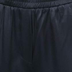 Brunello Cucinelli Navy Blue Satin Side Stripe Detail Joggers Pants S