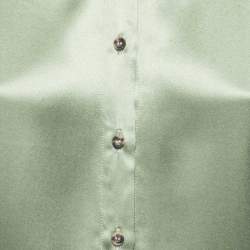 Brunello Cucinelli Green Silk Embellished Button Front Shirt S