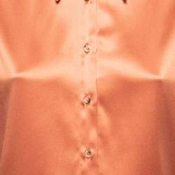 Brunello Cucinelli Orange Silk Embellished Button Front Shirt S